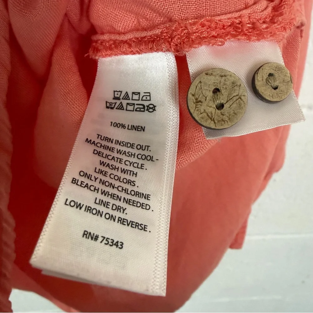 Sigrid Olsen Popover Tunic 100% Linen Roll Tab Sleeves‎ Beach Coastal Earthy 1X - Picture 13 of 15